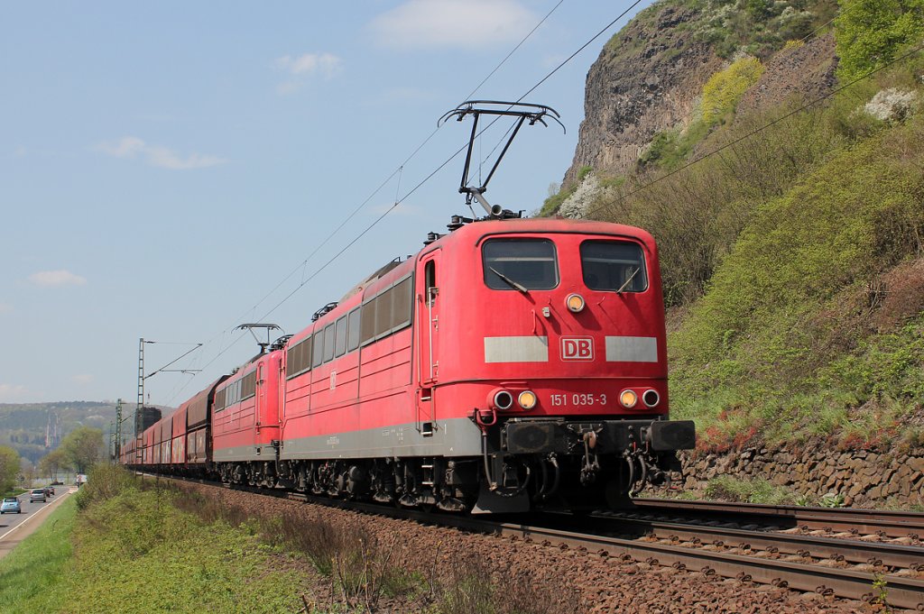 151 035-3 & 151 xxx-x bei Erpel am 25.04.2013