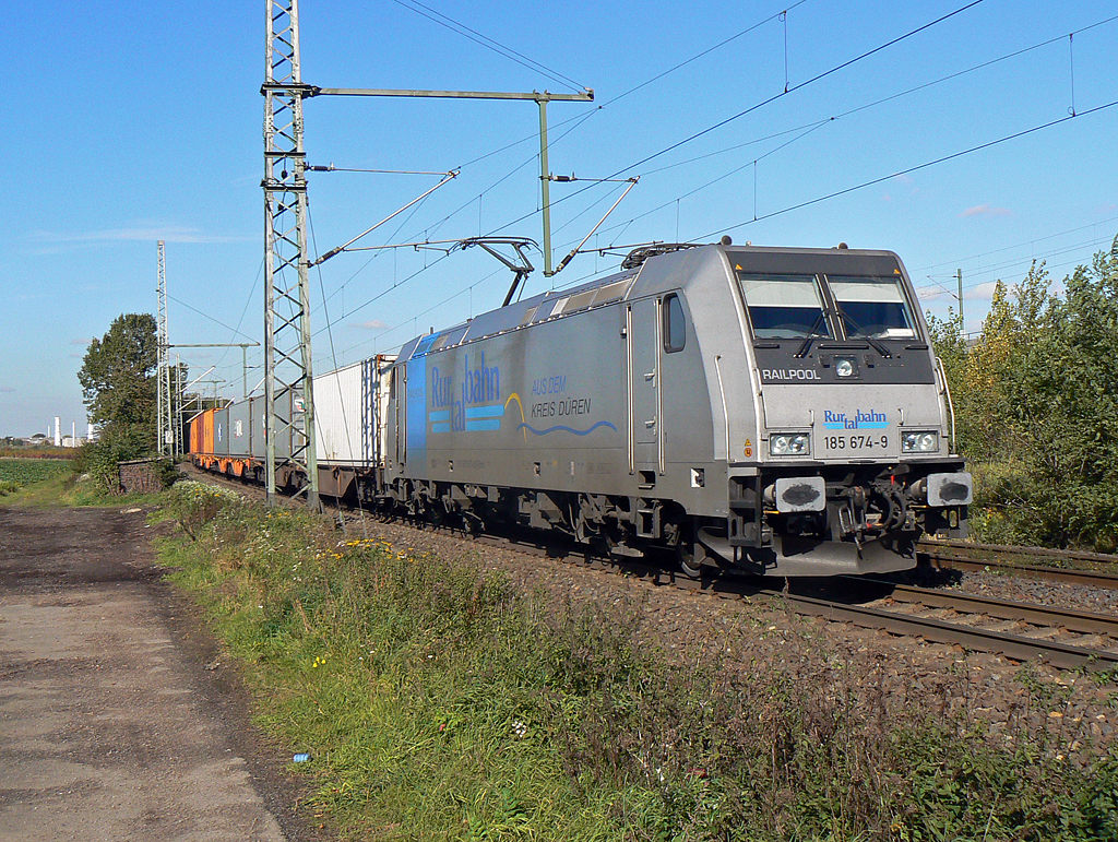 185 674-0 der Rurtalbahn/RAILPOOL in Porz Wahn am 21.10.2010
