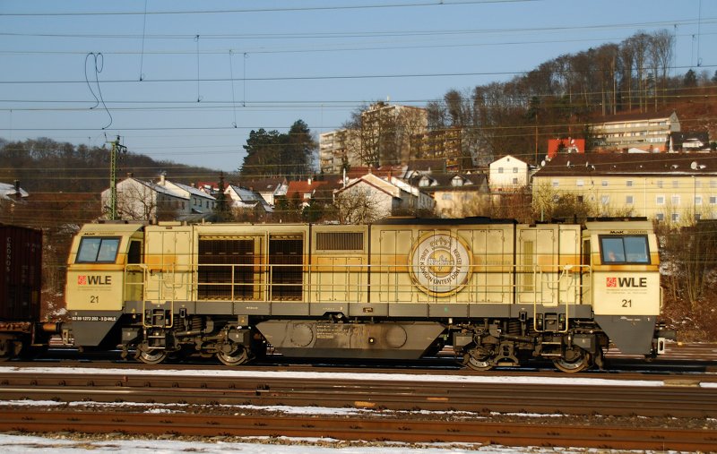 Volle Breitseite der Warsteiner Lok! Aufgenommen am 09.03.10, bei der Durchfahrt durch Treuchtlingen.