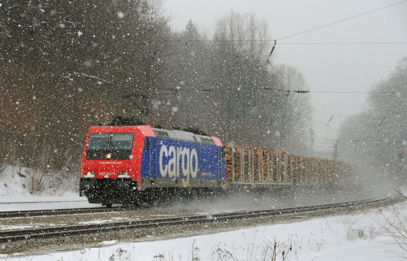 Winterliche Einfahrt in A�ling. 482 041-1, aufgenommen am 21.02.13.