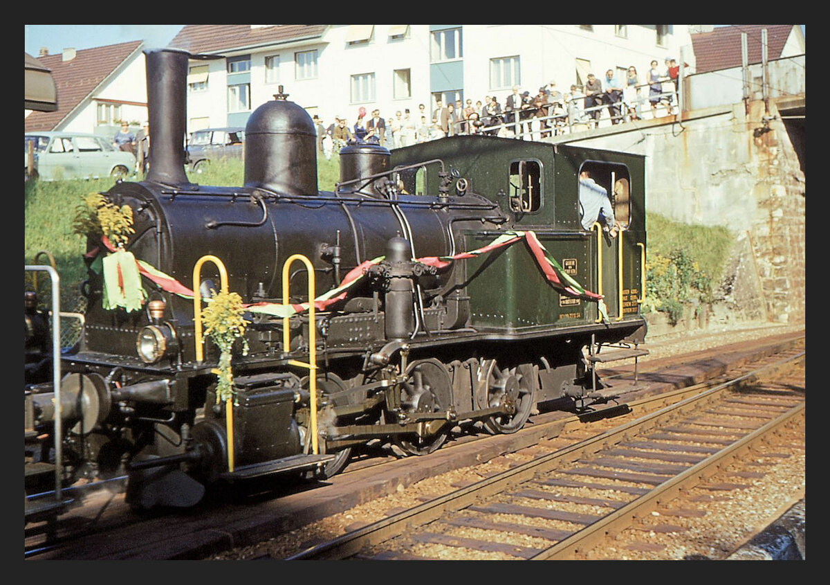 Abfahrbereit der Dampflok in Wabern für eine der Abschiedsfahrten zum Gaswerk hinunter. 1.September 1968  