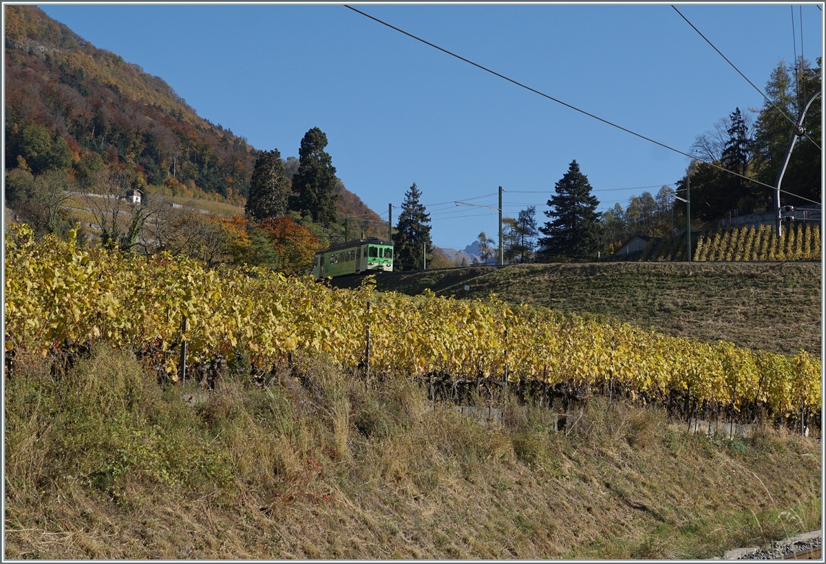 Auch diese Bild entstand in den Rebbergen von Aigle, und auch hier ist der nach Aigle fahrende ASD BDe 4/4 nicht gleich zu sehen. 

27. Okt. 2021 