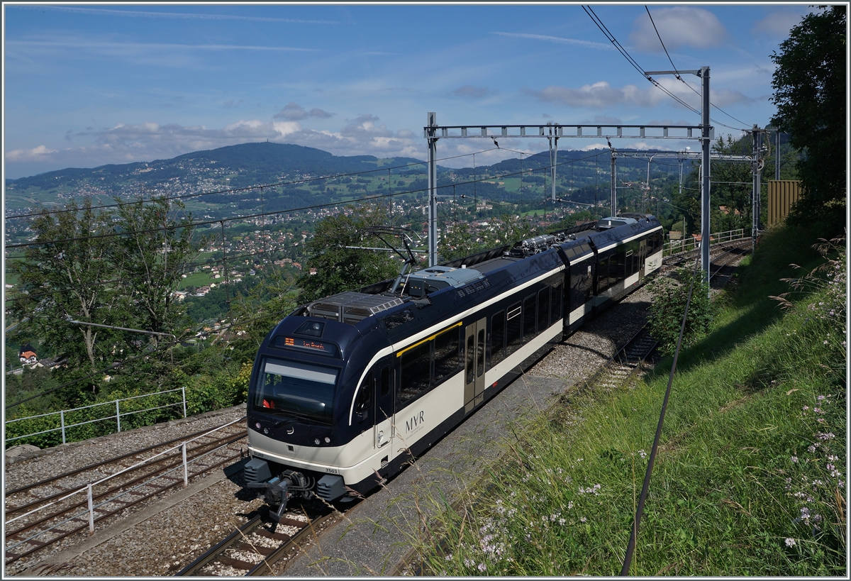 Chamby: Eine schöne Aussicht auf den MVR ABeh 2/6 7503  Blonay-Chamby  und das weite Umland.

26. Juni 2021