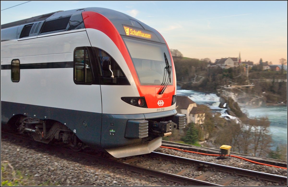 Charakterkopf 511 018 oberhalb des Rheinfalls. M�rz 2014.