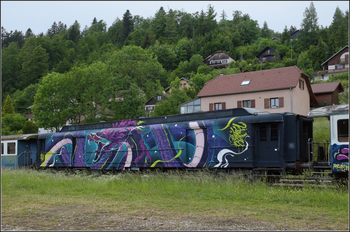 Coni'Fer

Diesen imposanten französischen Postwagen kenne ich nur aus alten Filmen. Da kann das Graffito noch so aufregend gestaltet sein, der Wagen ist noch beeindruckender. Les Hôpitaux-Neufs, Juli 2022.