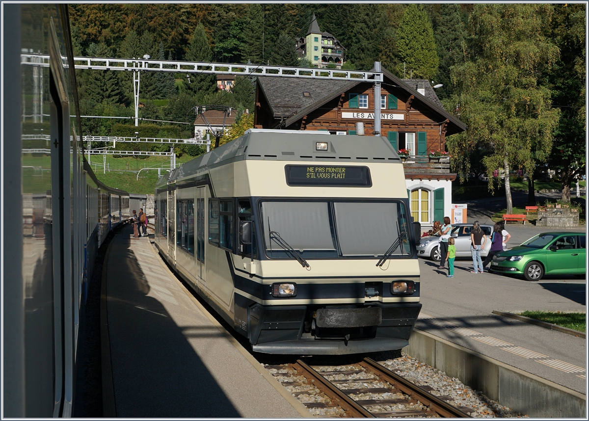 Der CEV MVR GTW Be 2/6 wartet in Les Avants auf die Rückfahrt nach Montreux.
30. Sept. 2016 