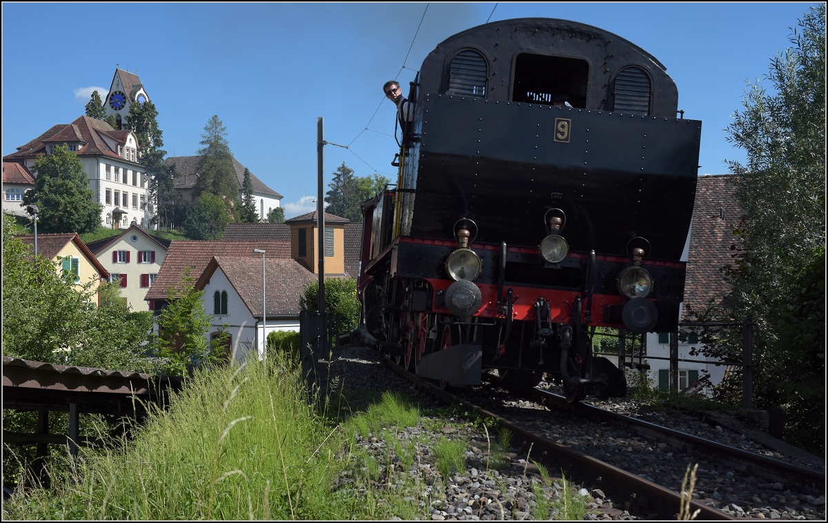 Eb 3/5 9 der Bodensee-Toggenburg-Bahn. Hinwil, Juli 2020.