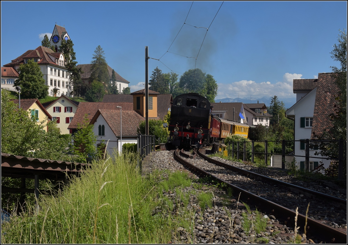 Eb 3/5 9 der Bodensee-Toggenburg-Bahn. Hinwil, Juli 2020.