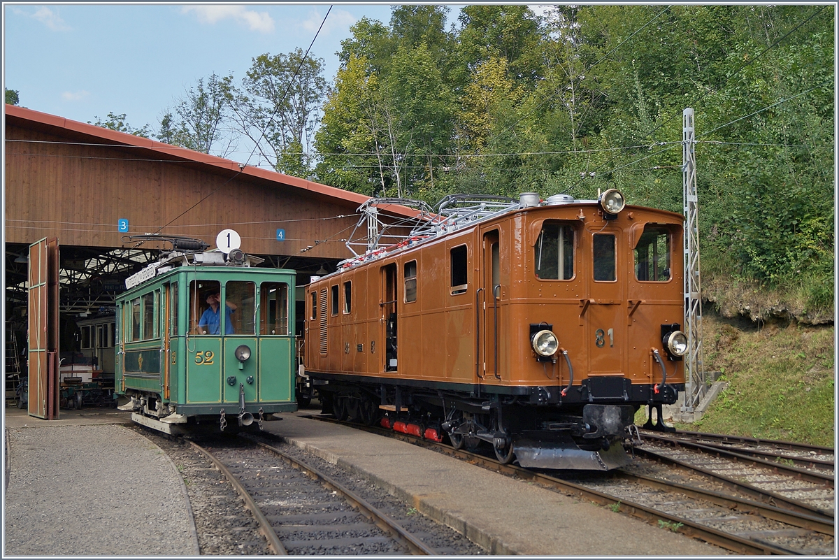 Ein kleiner Vorgeschmack auf das Mega Bernina Festival der Blonay Chamby Bahn: die Bernina Bahn Ge 4/4 81 (Ge 4/6 81) steht in Chaulin. 
19. August 2018 