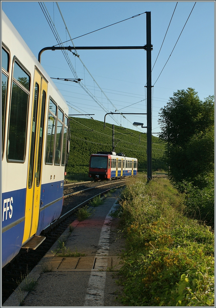 Ein schlechter Sommer 2014 f�r die Bem 550 (bzw.Bem 558)  
Zwischen La Plaine und Gen�ve verlieren die SBB Bem 550 ihr Gleichstrom-Einsatzgebiet und die  m1  der TL wird infolge Bauarbeiten diesen Sommer im SEV betrieben.

SBB Bem 550 in Russin.
31. Aug. 2010
