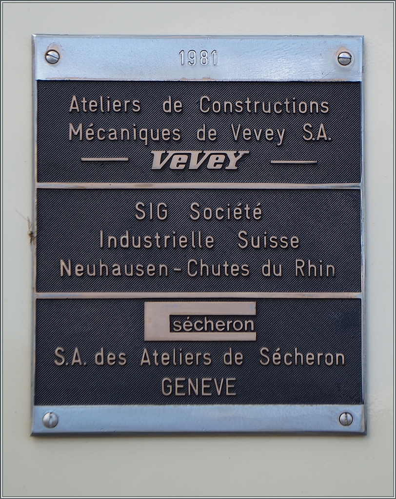  Fabrikschild  des BAM Be 4/4 N°14 
Juni 2014