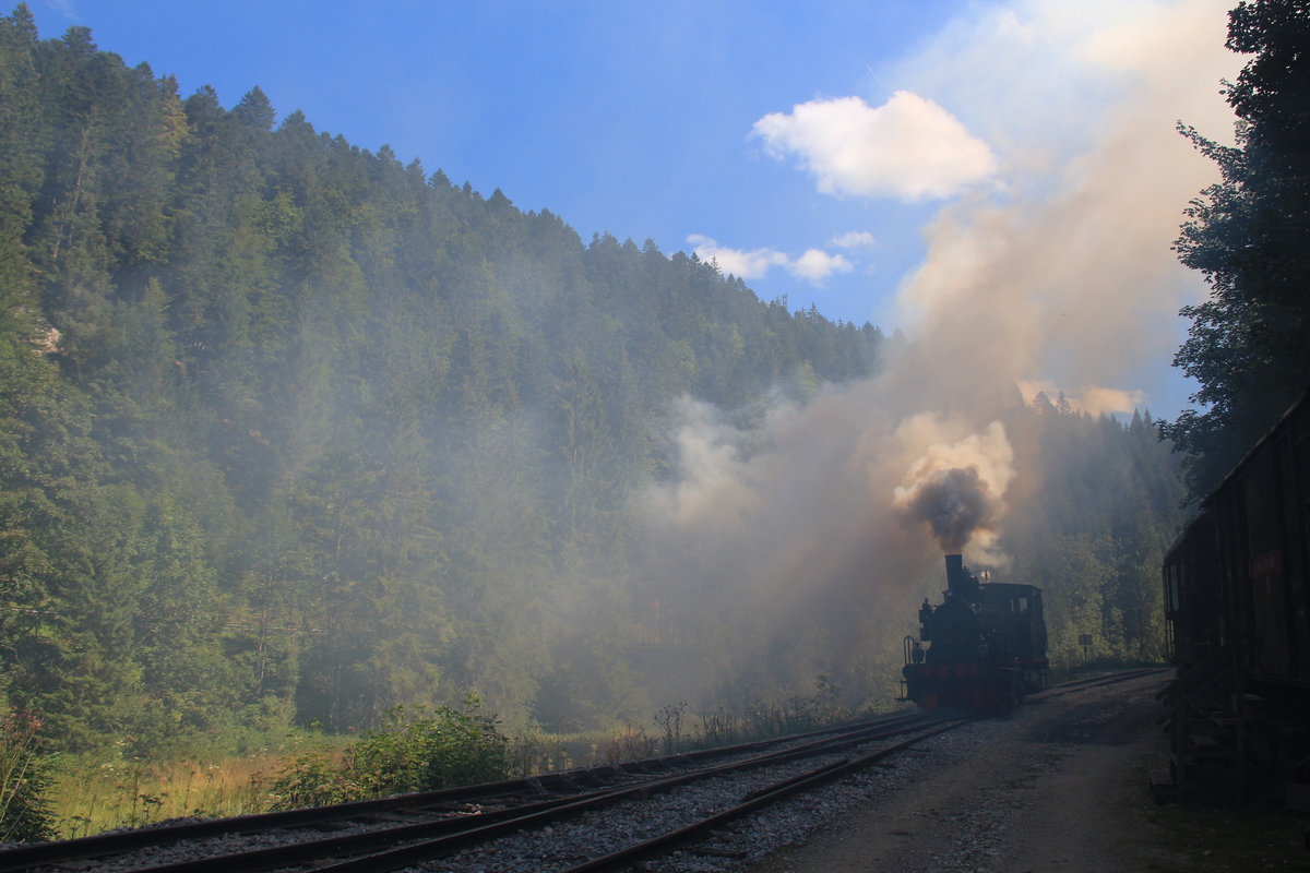 Fontaine-Ronde, die einstweilige Endstation: Vorbereitung f�r die R�ckfahrt. 11.August 2018 