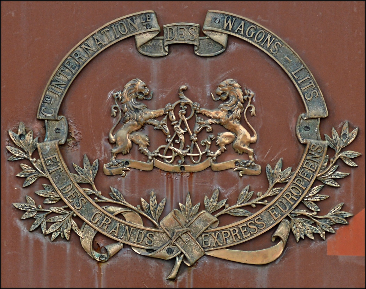 Logo der Bahngesellschaft des Orientexpress' an Wagen Nr. 2741 D. Sulgen, April 2014.
