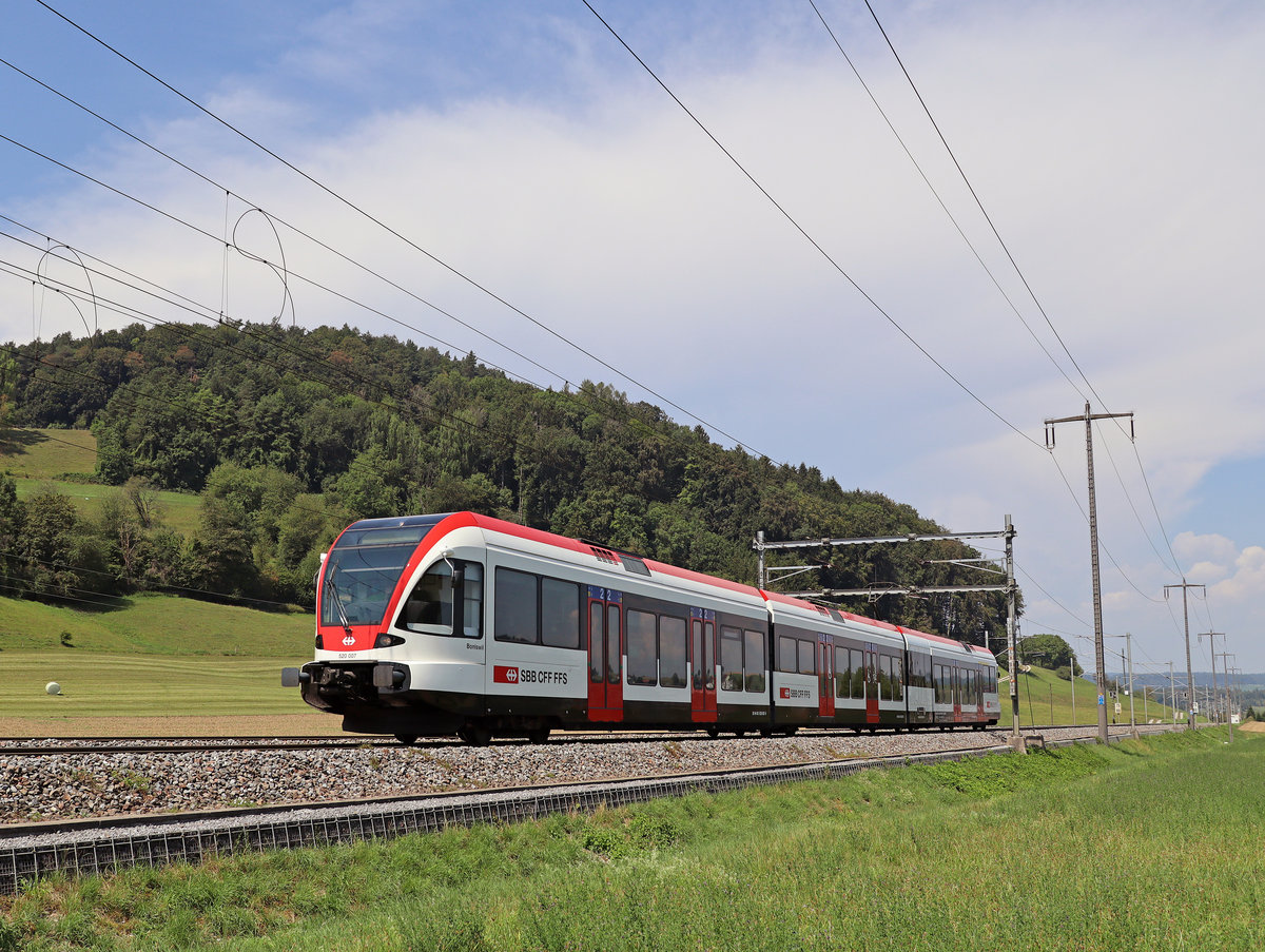 RABe 520 007-1 Boniswil als S36 Waldshut - Bülach am 13.08.2020 bei Eglisau