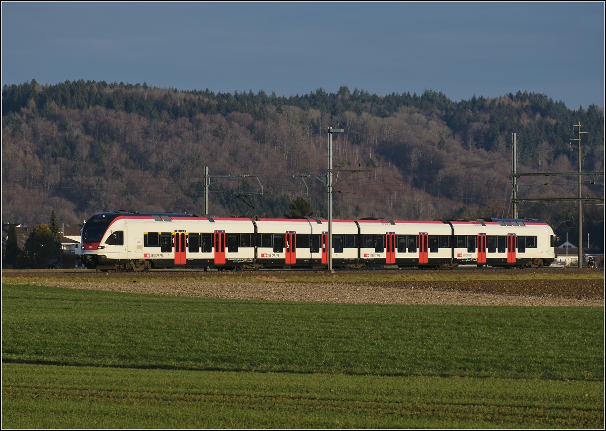 RABe 523 034 'Wohlen' in Hendschiken. Januar 2022. 
