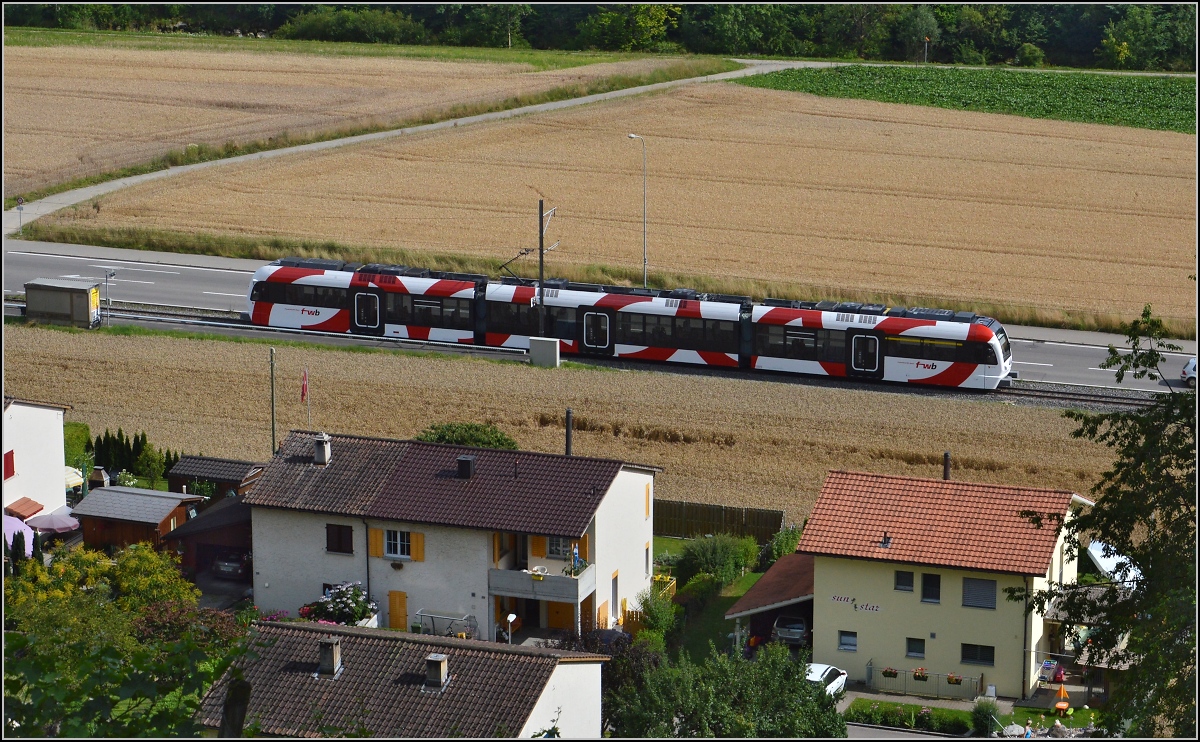 Triebwagen der Frauenfeld-Wil-Bahn ABe 4/8 bei L�dem. Juli 2014.
