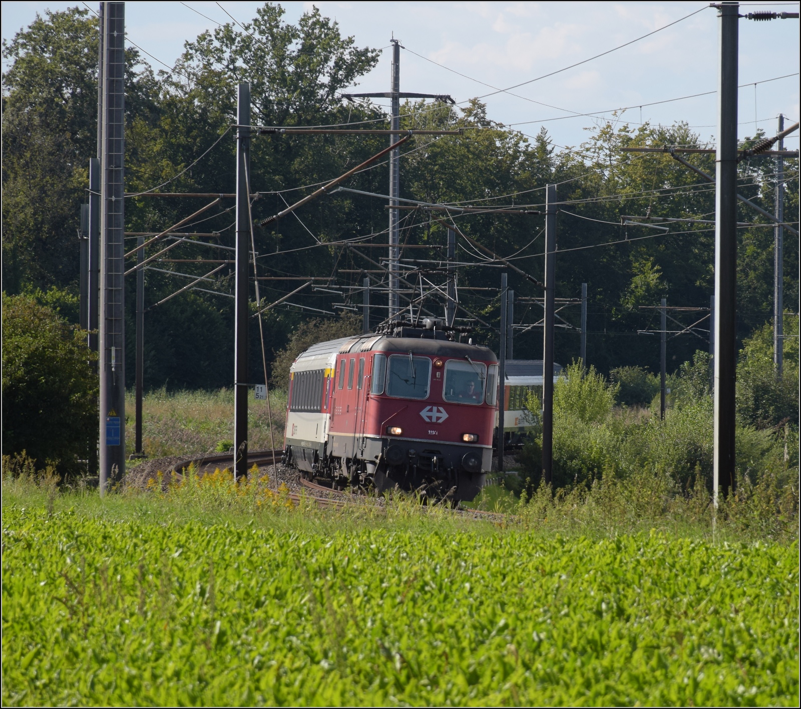 Nachtrag zur Re 4/4 11141. Nach dem Bild von Stefan im Swiss-Express-Gewand und dem vom Ersatzteilspender in Koblenz, noch ein paar aus den letzten zwei Betriebsjahren mit den G�ubahnz�gen. R�mlang, September 2021.



