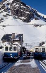 E4  Ramon Albo  (SLM 3371/BBC 2972) der FGC im Februar 1996 im Endbahnhof Vall de Nuria