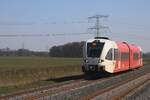 Am 20 März 2025 treft Arriva 255 als REB Tiel--Arnhem in Hemmen-Dodewaard ein.