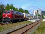 Der historische Rheingold steht am 30.08.2009 im Bahnhof Biedenkopf zur Abfahrt nach Bad Laasphe zum Bahnhofsfest bereit.