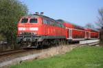 Und da kam sie wieder 218 498-4, diesmal kurz vorm Einfahrsignal von Niederdorffelden mit Ihren 4-Dostos.