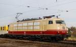 Portrait 103 222-6, aufgenommen vor einem Messzug bei der Durchfahrt durch Jettingen, am 08.11.12.