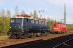 Die E41 001 und 141 366-5 in Koblenz L�tzel am 09,04,11