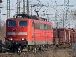 151 006-4 bei der Ausfahrt aus Gbf K�ln Gremberg am 18.02.2010 mit gem.