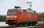 152 066-7, aufgenommen am 09.03.10, bei einer Solodurchfahrt durch Gersthofen, Strecke Donauw�rth-Augsburg.