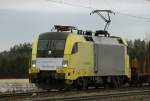 ES 64 U2-013, aufgenommen am 18.01.10, bei der Durchfahrt durch Gersthofen, Strecke Donauw�rth-Augsburg.