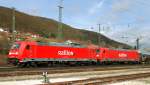 185 220-1 + 185 234-2, aufgenommen bei der Durchfahrt durch Treuchtlingen, am 31.03.11.