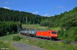 185 251-6 mit einem Güterzug am 16.07.2015 im Sinntal zwischen Vollmerz und Sterbfritz.