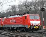 189 031-6 mit neu nachger�steter Mittelpufferkupplung, kam mit 3 weiteren umgebauten 189´ern heut nachmittag im verregneten Gremberg an (15.03.2010)