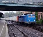 DB/EGP: Die EGP 139 285-1 (ehemals DB) mit einem Containerzug in HAMBURG HARBURG am 14.