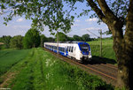 9442 358-9 und 9442 157-5 als RB 27857 (Wuppertal-Oberbarmen - Bonn-Mehlem) am 13.05.2016 bei Haan-Ellscheid.
