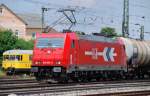 185 603-8, HGK, aufgenommen am 29.06.10, bei der Durchfahrt durch Treuchtlingen.