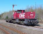 OHE 150003 MaK G 1204 BB kommt mit nur einen Wagen aus der Kaserne.