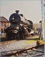 Die SBB Historic C 5/6 2978  Elefant  bei den Feierlichkeiten  150 Jahre Schweizer Bahnen  (1847-1997) in Delémont bei der Drehscheibe.