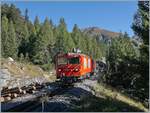 Die DFB HGm 4/4 61 ist zwischen Gletsch und Oberwald auf der Fahrt nach Oberwald. 

30. Sept. 2021