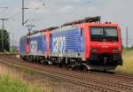 Nachschuss auf Railadventure 421 383-1 mit 474 003-7 I-SBBCI & 474 002-9 I-SBBCI am Haken in Porz Wahn am 04.07.2012
