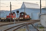 Die Rangierdiesellok Em 3/3 18816 ist eine ehemalige SBB-Lok und heute als Em 830 816-5 durch die Travys genutzt.