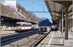 In Le Locle warten auf ihre Abfahrt: Der cmn (heute transN) BDe 4/4 N° 3 nach Les Brenets und der soeben aus La Chaux de Fonds eingetroffene SNCF X76716 nach Besançon Viotte.

3. Feb. 2024
