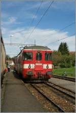 Der CJ Triebwagen BDe 4/4 102 in Bonfol, Endstation der Strecke von Porrentruy.