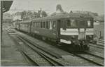 Erstmal noch als S/W Version: In Beromünster wartet der  Münster-Pendel  auf die Rückfahrt nach Beinwil am See.