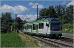 Der neue LEB Be 4/8 N° 62 von Stadler auf einer Dienstfahrt (Testfahrt?) in Richtung Lausanne-Flon aufgenommen in Jouxtens-Mézery.