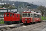 Die CEV HGe 2/2 N° 1 und der BDeh 2/4 74 in Blonay am 1.
