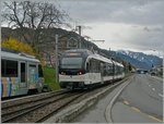 Der neue CEV MVR GTW SURF (S�rie Unifi�e Romande pour R�seau Ferr� m�trique) ABeh 2/6 7504  Vevey  auf Probefahrt Richtung Chamby auf der B-C Museumsbahn.