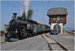 50 Jahre Blonay - Chamby; Mega Steam Festival: Die BFD HG 3/4 N° 3 ist mit ihrem ersten Zug des Tages in Chamby eingetroffen und und wartet nun auf die Zustimmung zur Fahrt nach Chaulin.
