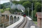 Festival Suisse de la vapeur (Schweizer Dampffestival 2025) -  Die SEG G 2x 2/2 105 mit einen Dampfzug auf der Fahrt von Blonay nach Chaulin auf dem Baye de Clarens Viadukt unterwegs.