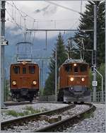 50 Jahre Blonay Chamby - B�ndnertag im Saaneland: Ein H�hepunkt des Tages: die Parallelfahrt der beiden Bernina Loks Ge 4/4 81 und 182 in Gstaad.